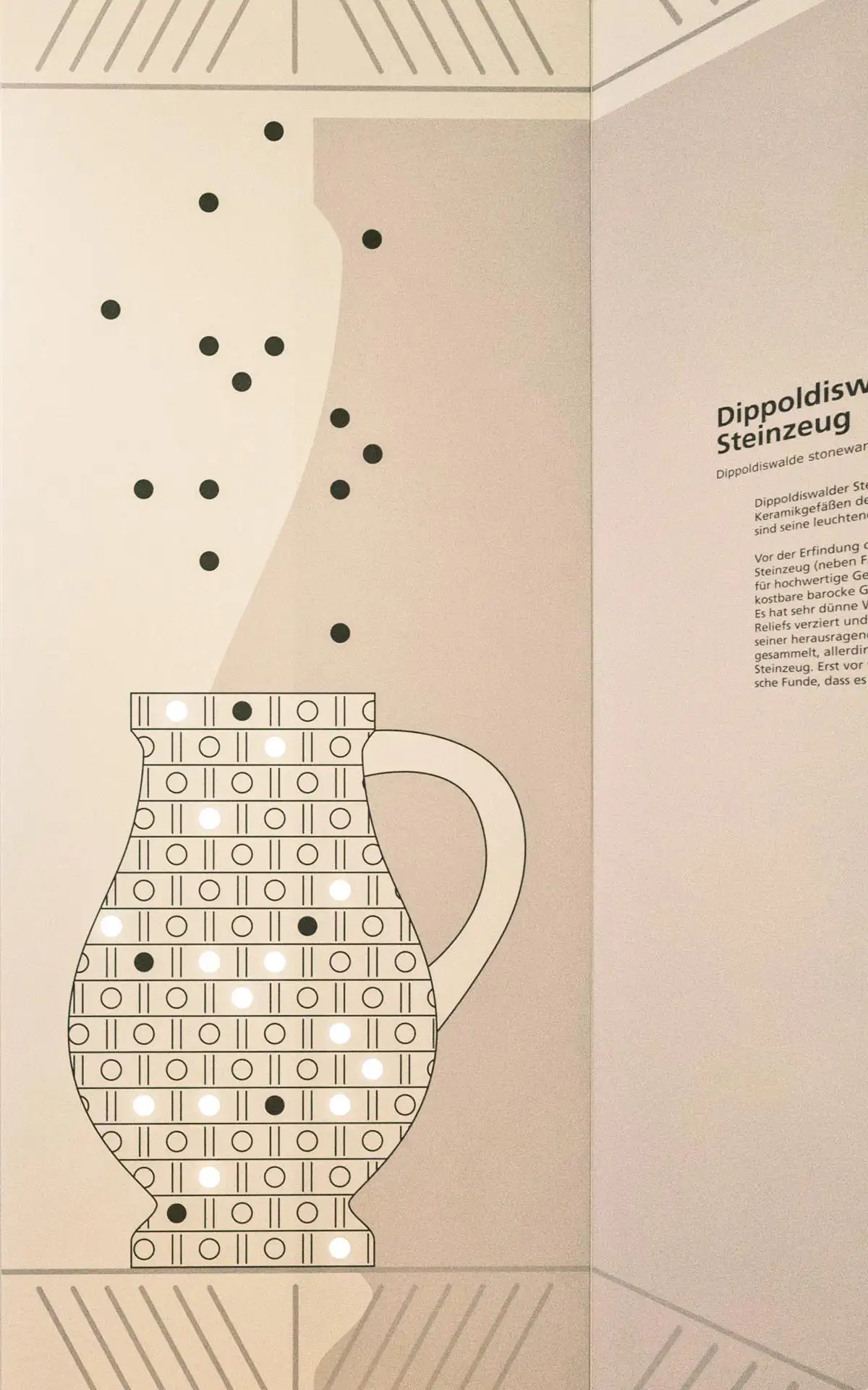 Grafische Wandtafel zum Dippoldiswalder Steinzeug mit stilisiertem Krug