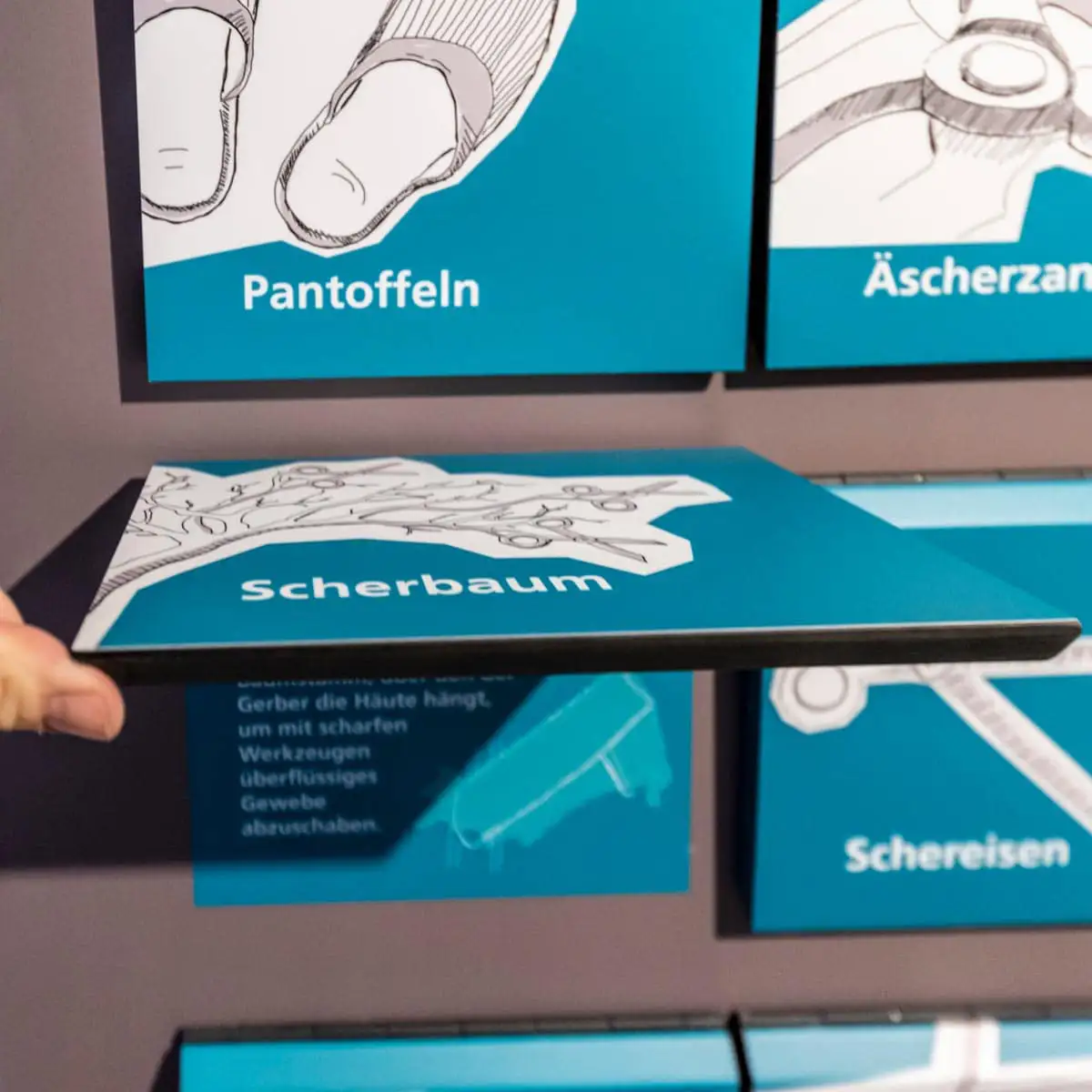 Klappentafel in Nahaufnahme