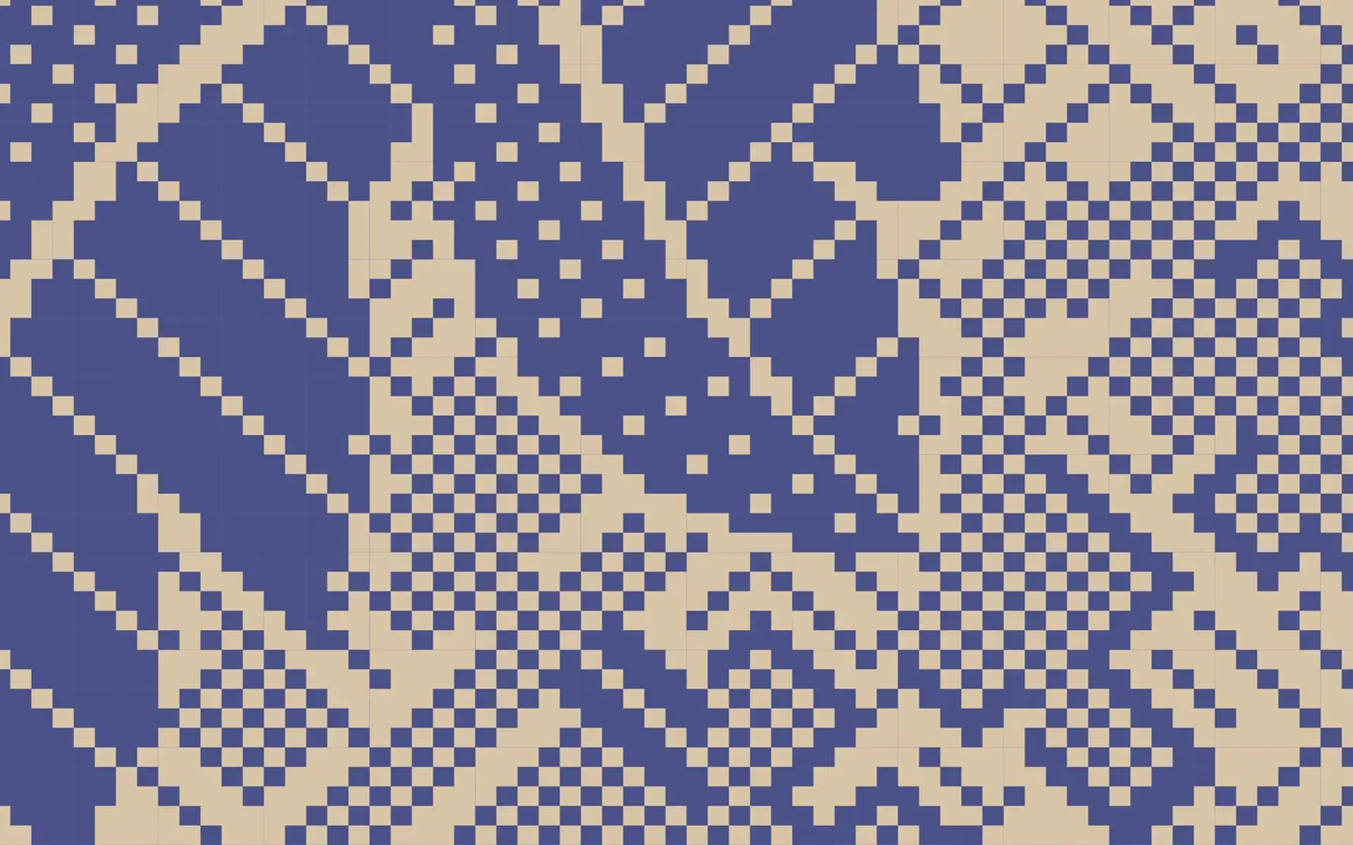 Dekoratives Webmuster in Blau-Beige als großflächige Wandgrafik.